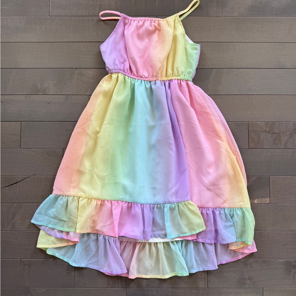 H&M Girls Rainbow Pastel Ombre Ruffle Sundress